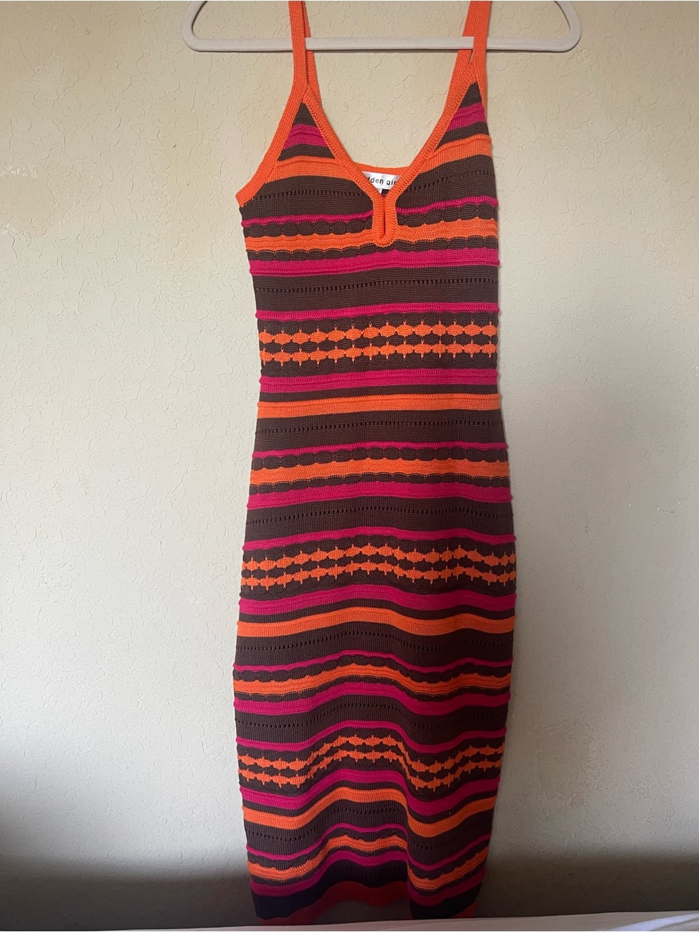 Madden Girl Striped Knit Midi Dress in Orange, Pink & Brown